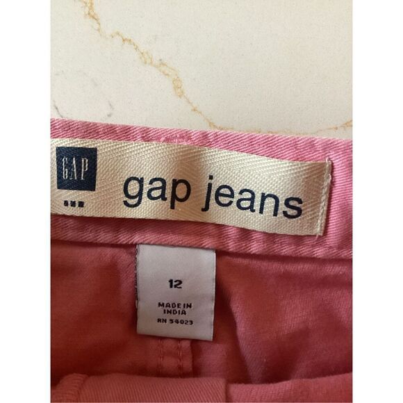 Gap Jeans Pink Denim Skirt Boho Custom Flower Heart Sz 12 Stretch - Picture 4 of 7